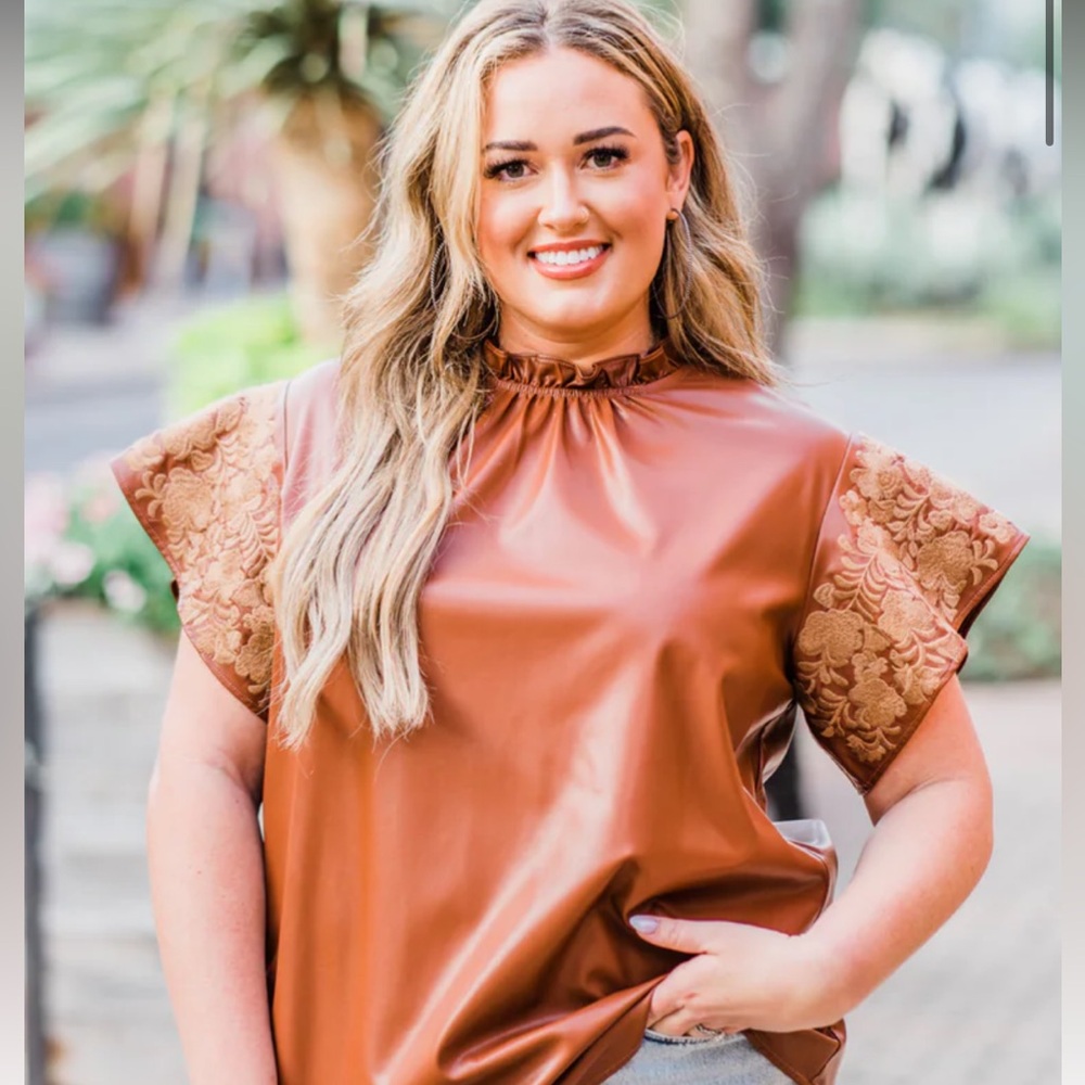 Orange Boxy Ruffled Blouse with Relaxed Fit